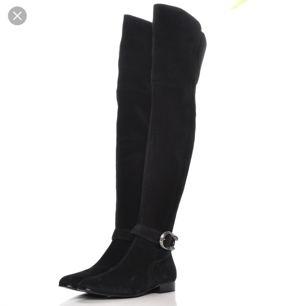 GUCCI Dionysus OTK black suede over the knee boots 38.5 women’s US size 8.5